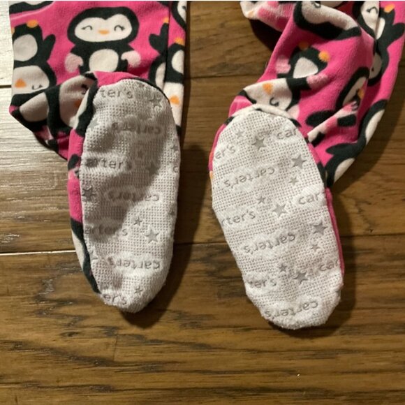 Carter's fleece sleeper footie pajamas pink penguins size 2T - Picture 6 of 8
